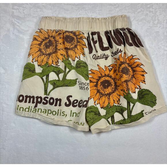 Jaded Gypsy Local Fair 100% Cotton Chic Boho Sunflower Shorts Size L/XL - Picture 8 of 8